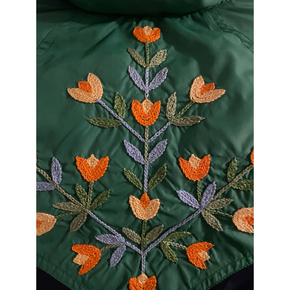 Vintage Frostline Kit Down Puffer Jacket Embroidered Floral Boho Size Small Blue - Picture 5 of 10